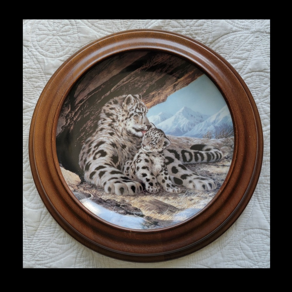 Vintage W. S. George Last of Their Kind Snow Leopard Collector Plate Framed